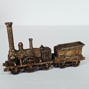 Vintage Adler Steam Locomotive Train Miniature Bronze Tone Metal Figurine Decor